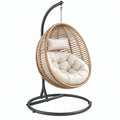Poltrona sospesa 105 x 105 x 195 cm in rattan beige e acciaio nero - da giardino stile boho
