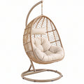 Poltrona sospesa 105 x 105 x 195 cm in fibra intrecciata beige per esterno stile boho
