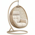 Poltrona sospesa 105 x 105 x 195 cm in metallo e fibra intrecciata beige per interni stile boho