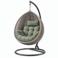 Poltrona sospesa 105 x 105 x 195 cm in acciaio e rattan sintetico grigio verde - seduta da esterno