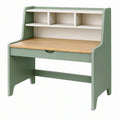 Scrivania per bambini 90 x 50 x 110 cm in legno verde e naturale con ripiani e cassetto