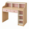 Scrivania 100 x 50 x 100 cm in legno ingegnerizzato naturale rosa e bianco - stile moderno con cassetti e mensole