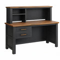Scrivania con alzata 120 x 60 x 120 cm in legno nero/marrone con cassetti e ripiani