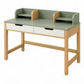 Scrivania 120 x 60 x 100 cm in legno verde salvia con cassetti e ripiani stile nordico
