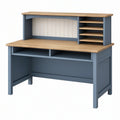 Scrivania 120 x 60 x 140 cm in legno blu ardesia e naturale con ripiani stile moderno