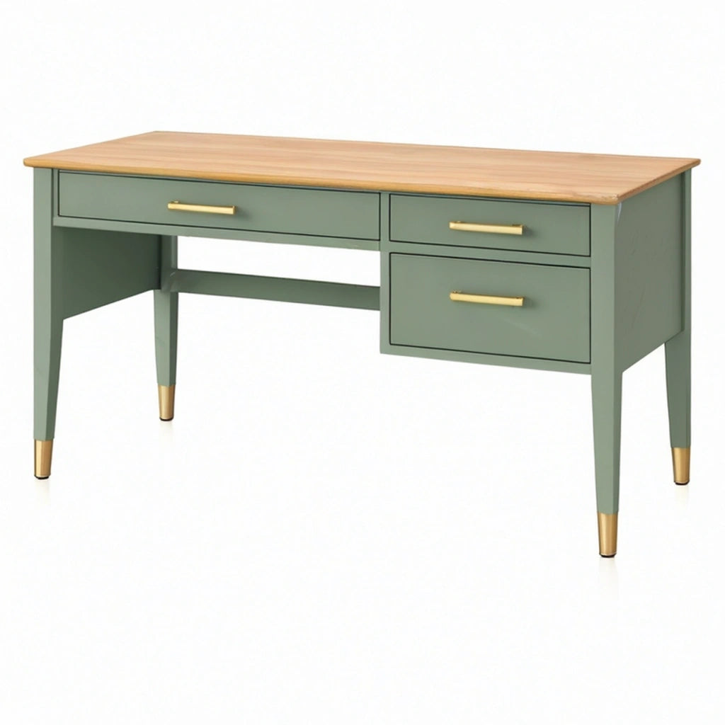Scrivania 140 x 60 x 75 cm in legno verde con 3 cassetti stile moderno