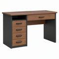Scrivania 120 x 60 x 75 cm in legno ingegnerizzato marrone e nero con 5 cassetti stile moderno