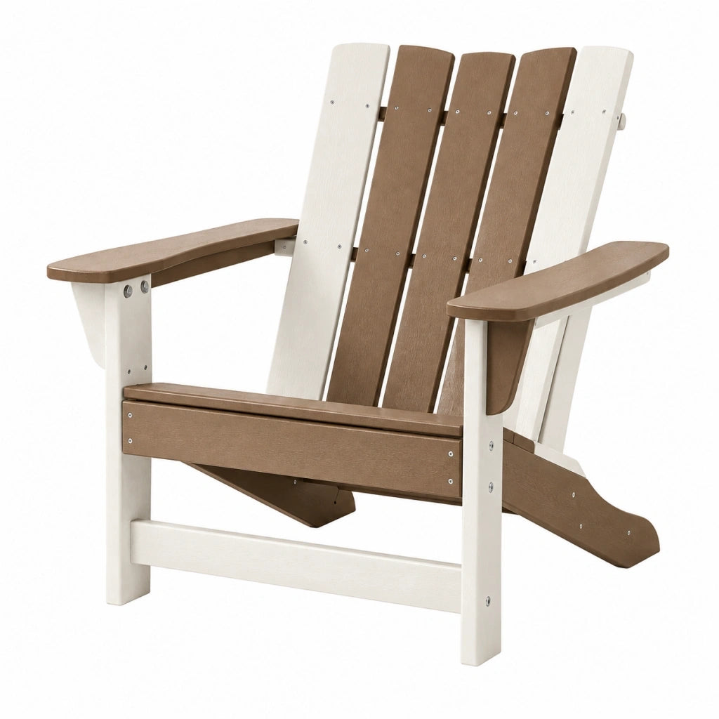 Poltrona da giardino Adirondack 83 x 78 x 95 cm in plastica bianco/marrone con braccioli