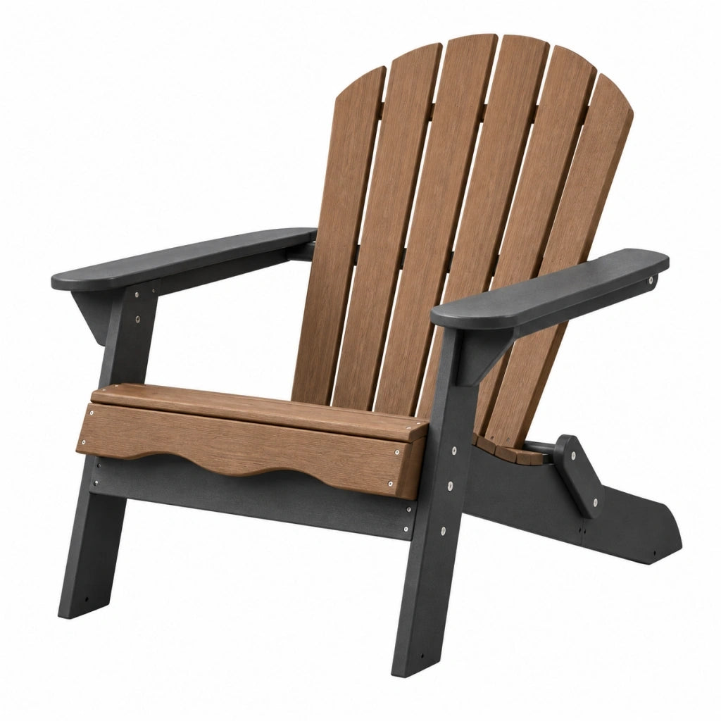 Poltrona da giardino Adirondack 83 x 79 x 94 cm in plastica marrone e nero con braccioli