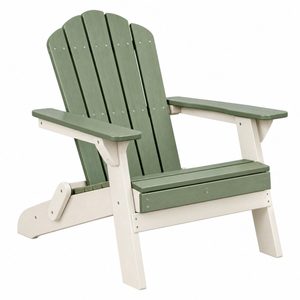 Sedia Adirondack da esterno 83 x 79 x 95 cm in plastica verde e bianco con braccioli