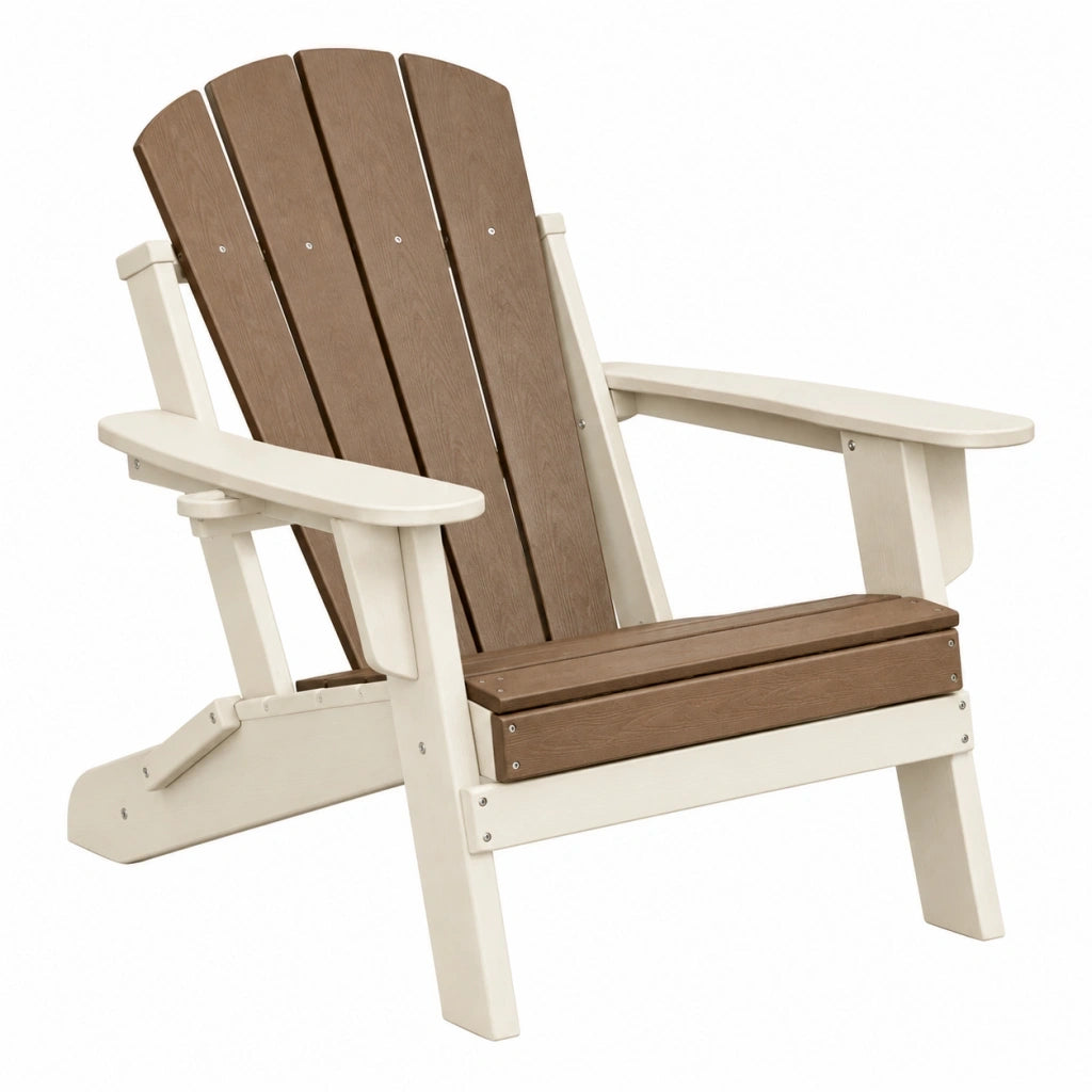Sedia Adirondack da esterno 82 x 75 x 98 cm in plastica effetto legno marrone/bianco