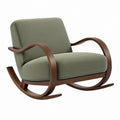 Sedia a dondolo 100 x 75 x 95 cm in tessuto verde e legno marrone - poltrona con braccioli stile moderno