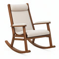 Sedia a dondolo 72 x 90 x 110 cm in legno marrone con rivestimento in tessuto beige - stile moderno