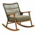 Sedia a dondolo 100 x 68 x 95 cm in legno e corda verde marrone per relax