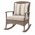 Poltrona a dondolo 72 x 91 x 101 cm in rattan intrecciato marrone con seduta beige per esterno