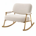 Sedia a dondolo 70 x 90 x 92 cm in tessuto bouclé beige con struttura in metallo dorato