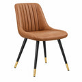 Sedia da pranzo 49 x 58 x 84 cm marrone in rivestimento effetto pelle con gambe in metallo stile moderno