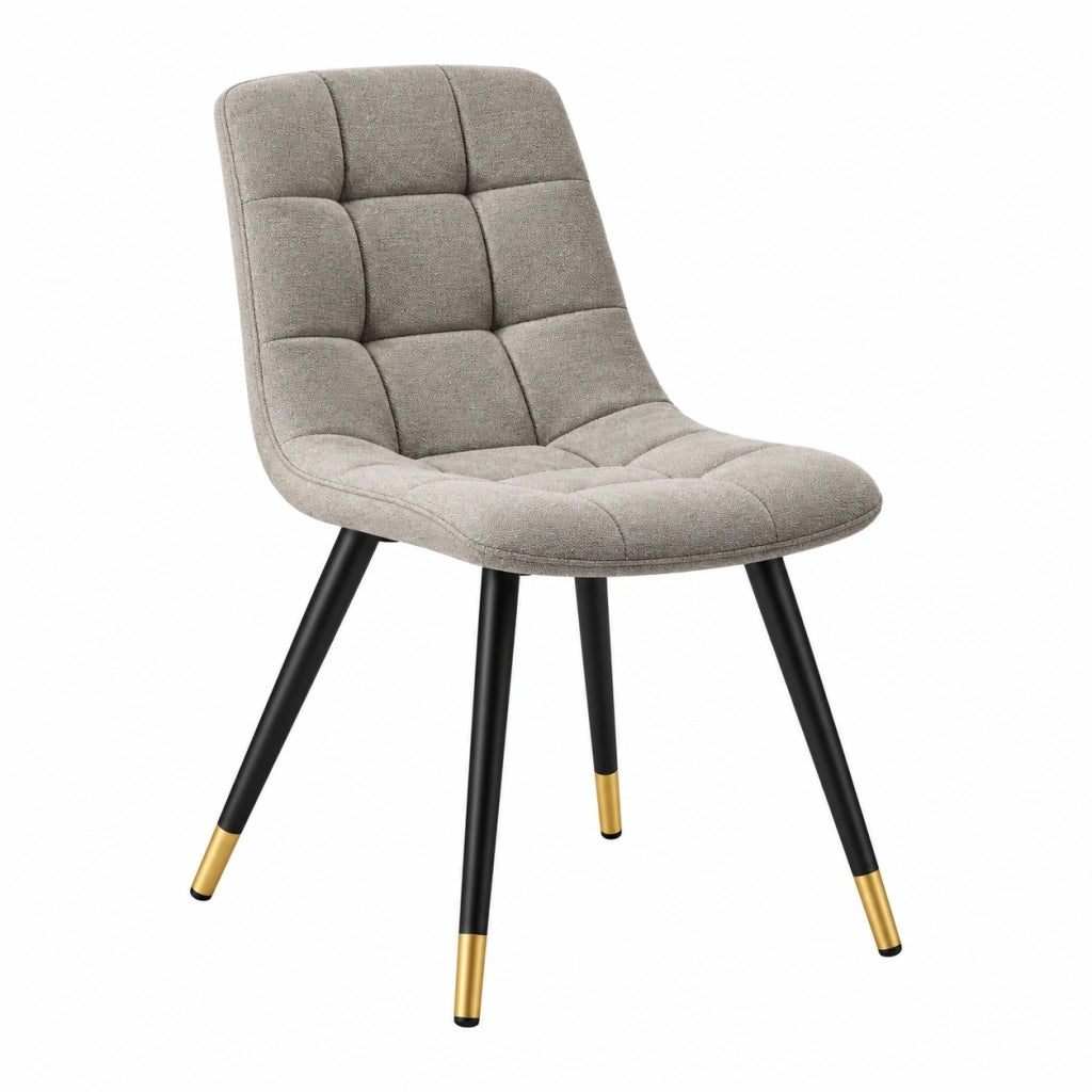 Sedia da pranzo 50 x 58 x 86 cm in tessuto grigio con gambe in metallo nero stile moderno