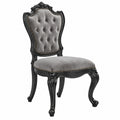 Sedia classica 52 x 60 x 110 cm in legno nero e tessuto grigio imbottita