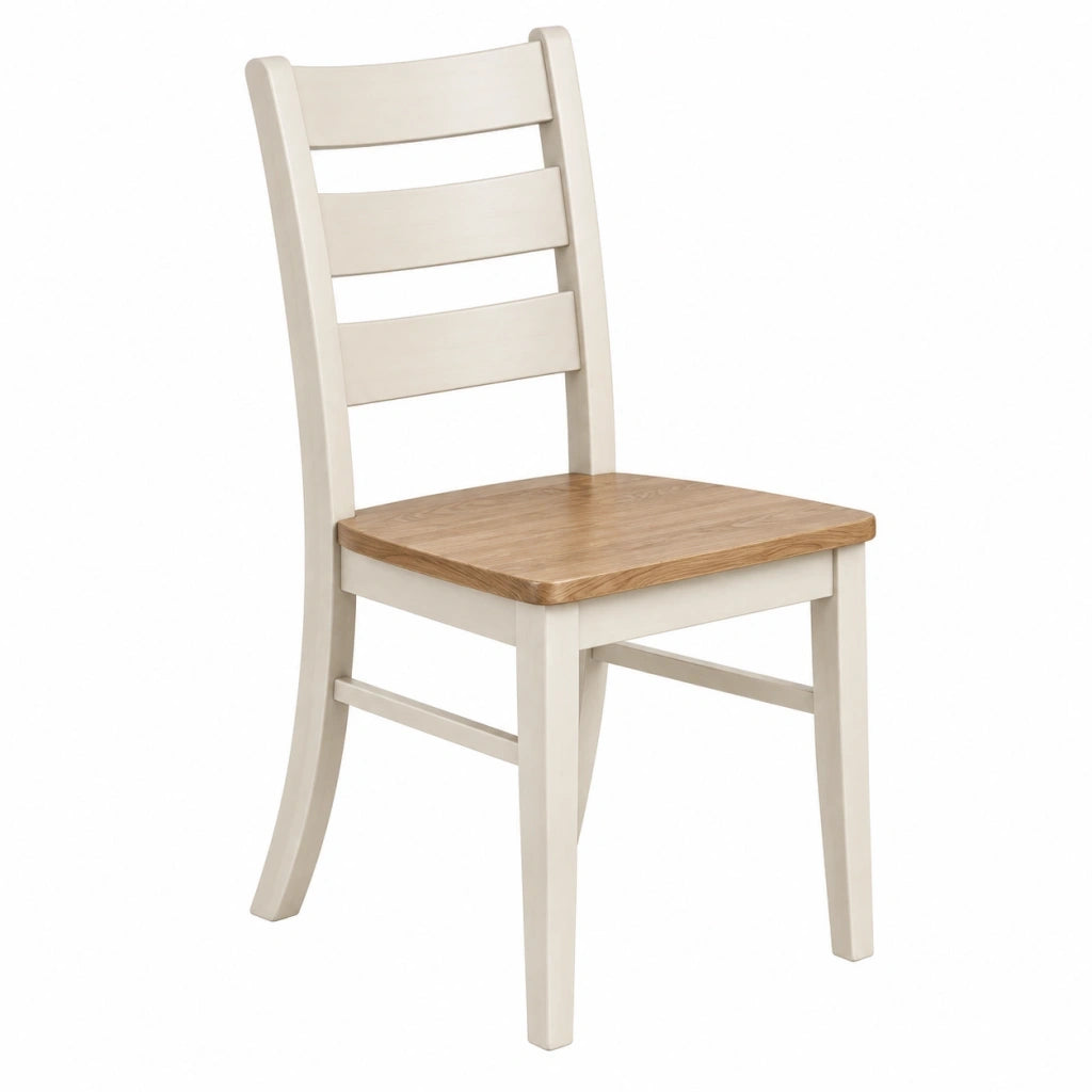 Sedia da pranzo 44 x 50 x 95 cm in legno bianco e naturale stile classico