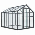 Serra da giardino 240 x 190 x 195 cm in alluminio e pannelli trasparenti grigio scuro - struttura per coltivazione esterna