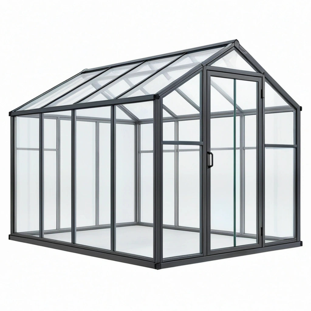 Serra da giardino 240 x 190 x 195 cm in alluminio e pannelli trasparenti grigio scuro - struttura per coltivazione esterna