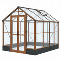 Serra da giardino 240 x 190 x 210 cm in alluminio marrone con pannelli trasparenti e finestra di ventilazione