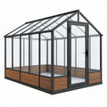 Serra da giardino 300 x 190 x 220 cm in metallo nero con pannelli trasparenti e porta battente